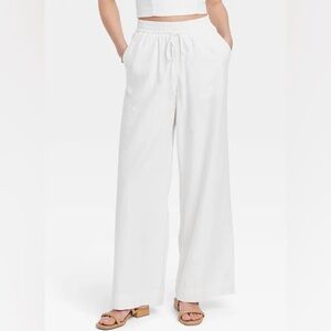 A New Day White Wide Leg Linen Pants
